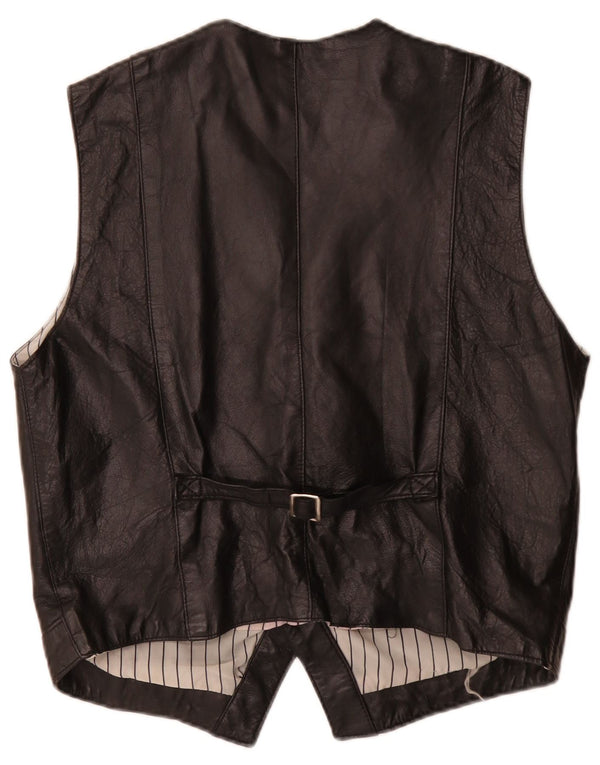 Chaleco de cuero vintage para hombre medio negro