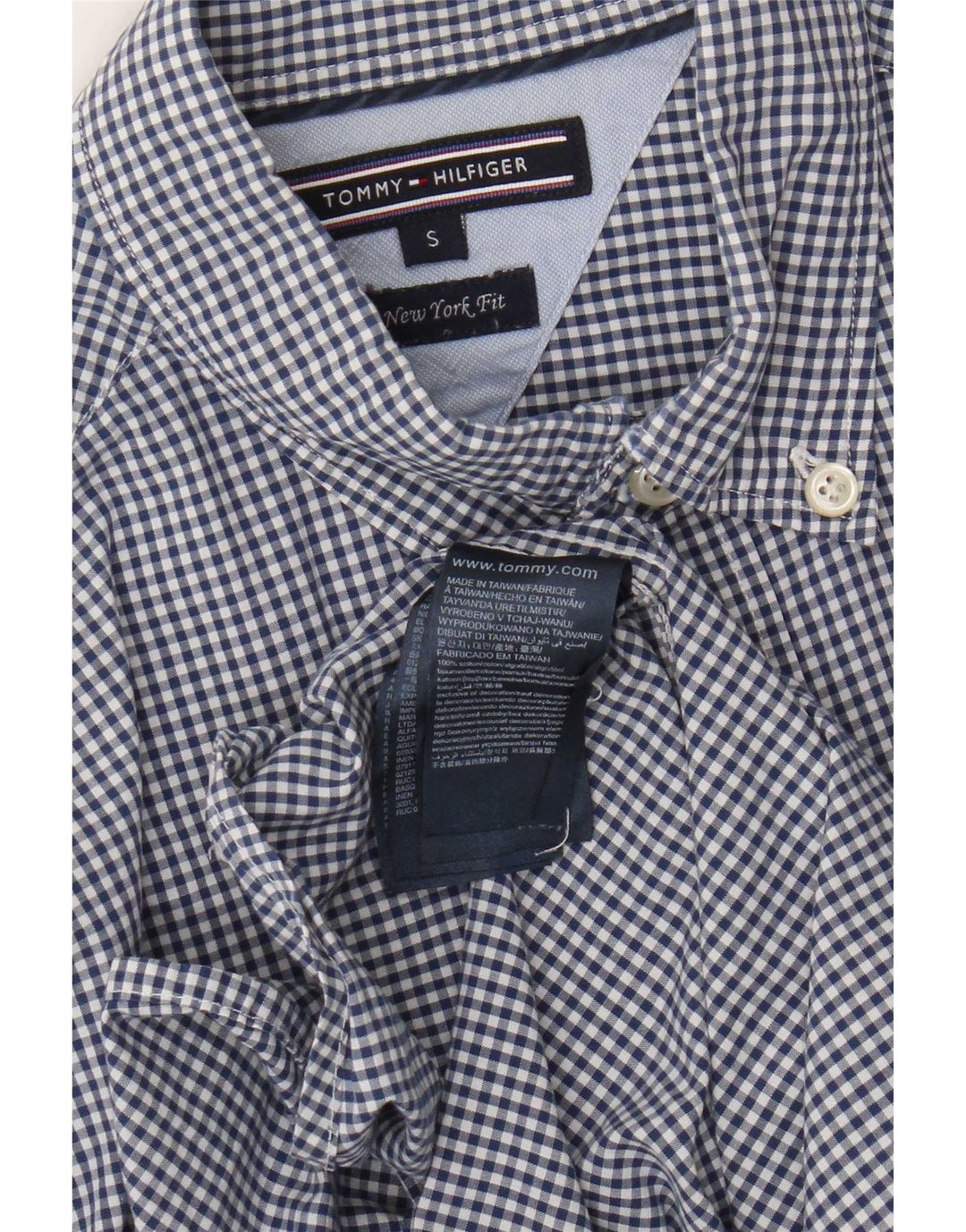 Camisa Tommy Hilfiger para hombre pequeña de algodón a cuadros azul marino