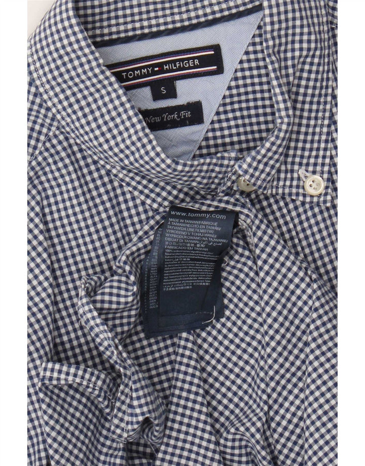 Camisa Tommy Hilfiger para hombre pequeña de algodón a cuadros azul marino