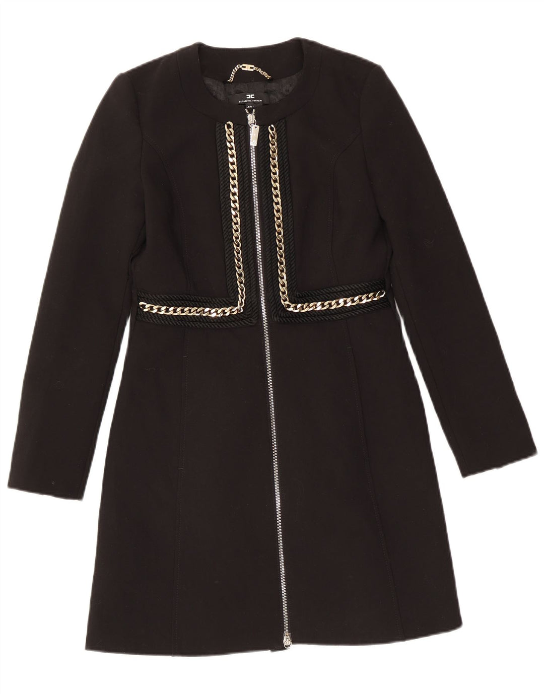 Elisabetta Franchi Abrigo para mujer IT 40 Pequeño Poliéster negro