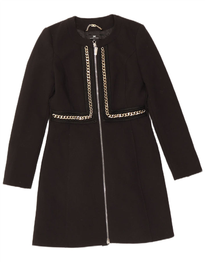 Elisabetta Franchi Abrigo para mujer IT 40 Pequeño Poliéster negro