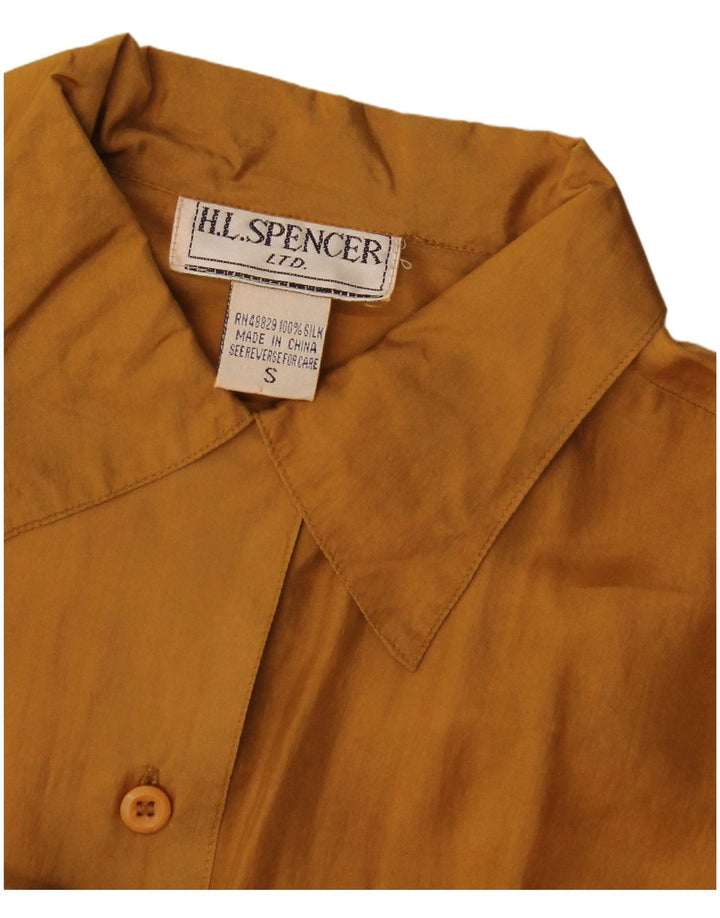 H.L.Spencer Camisa larga extragrande para mujer UK 10 Small Seda amarilla