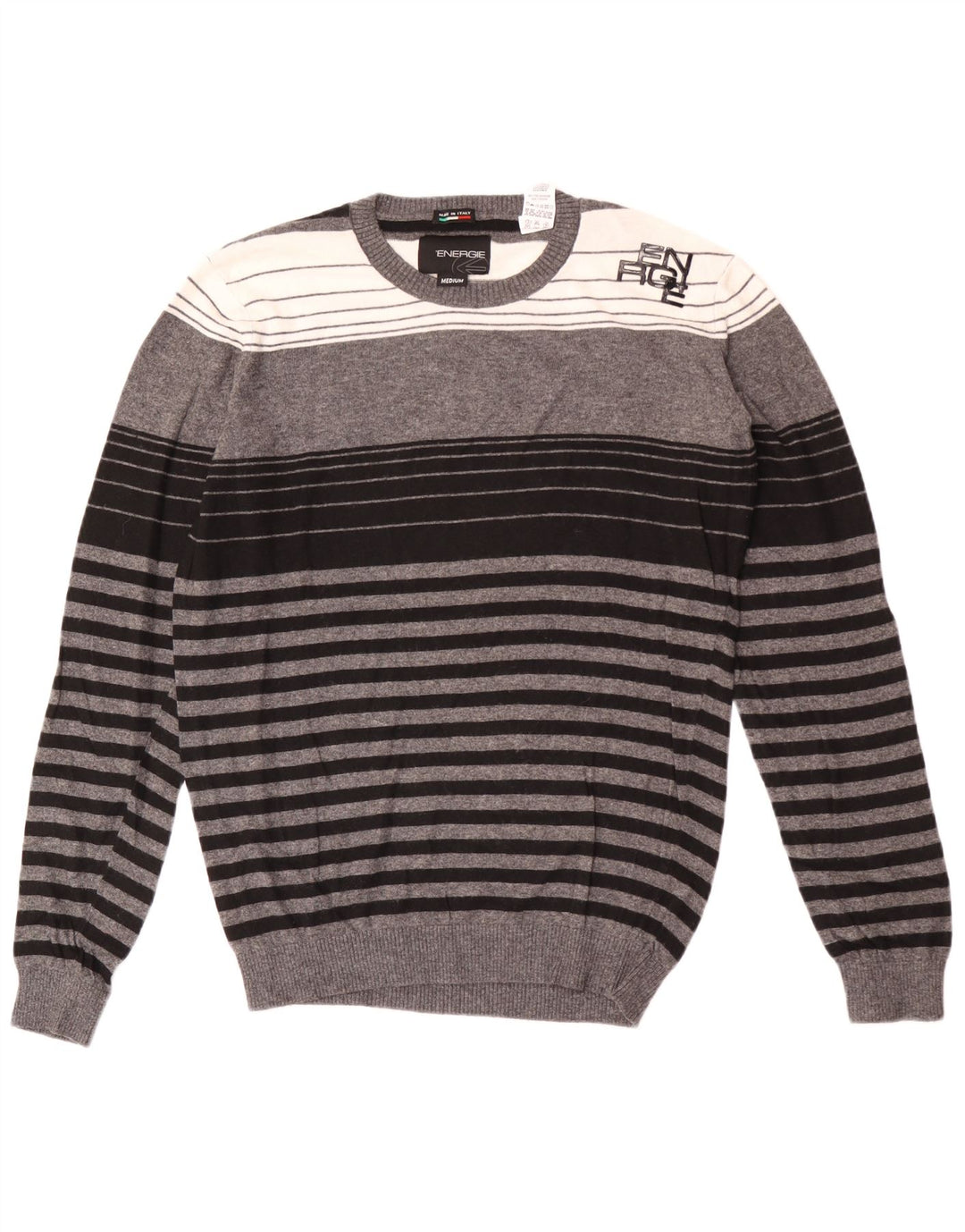 Sixty Hombre Jersey De Cuello Redondo De Viscosa A Rayas Gris Medio