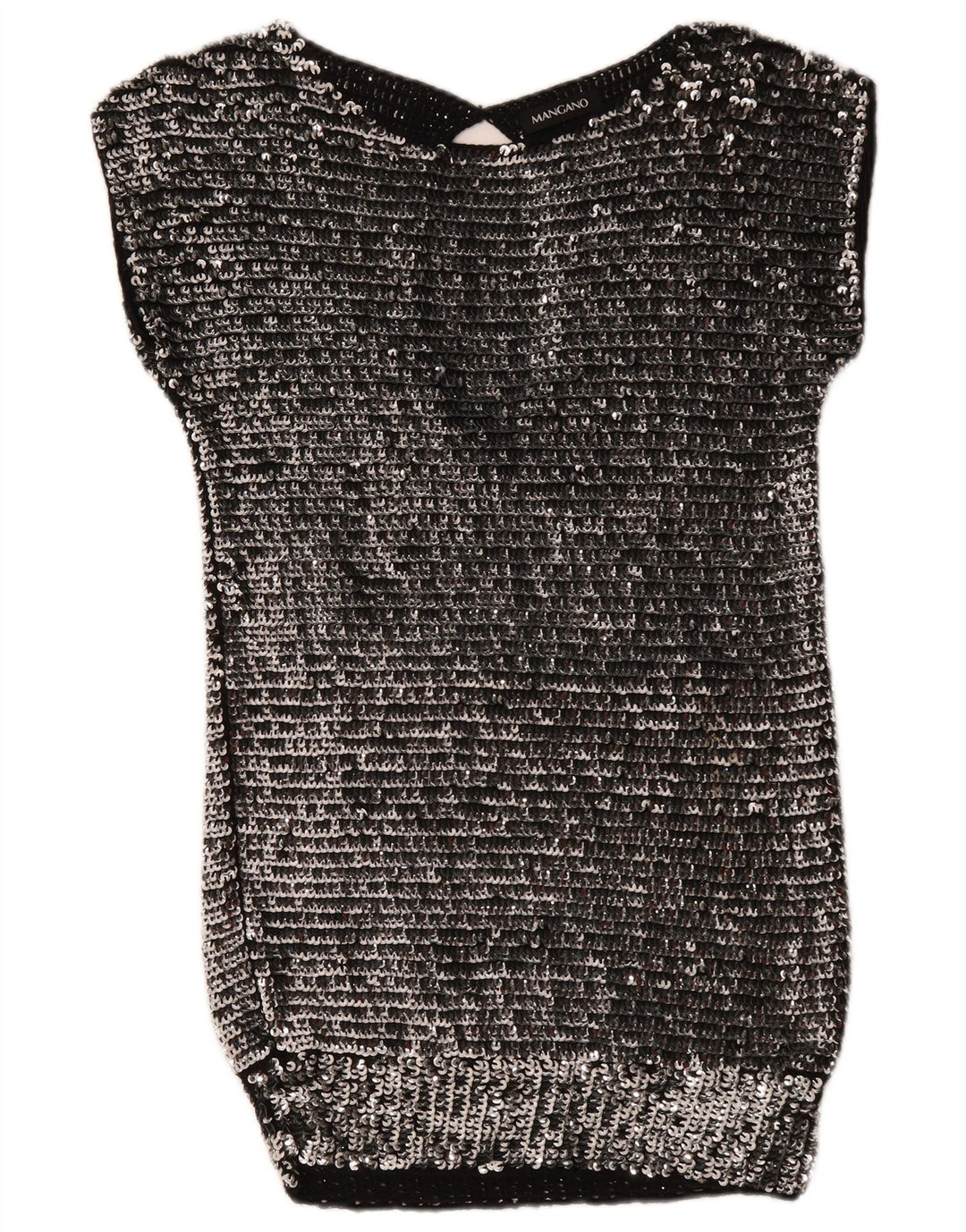 Mangano Vestido ajustado con lentejuelas para mujer UK 44 Lana plateada mediana