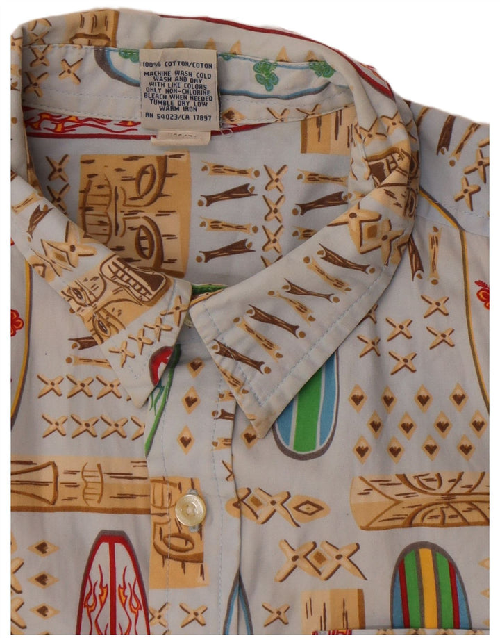 Old Navy Camisa Niño Estampado Abstracto 14-15 Años XL Azul Hawaiano