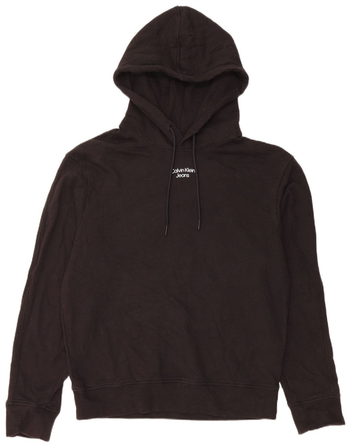 Calvin Klein Jeans Hombre Sudadera con capucha Jumper Medium Negro Algodón