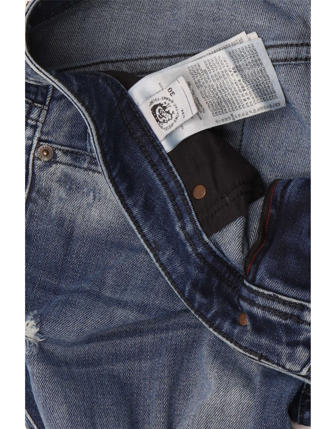 Diesel Hombre Vaqueros Slim Desgastados W30 L32 Algodón Azul
