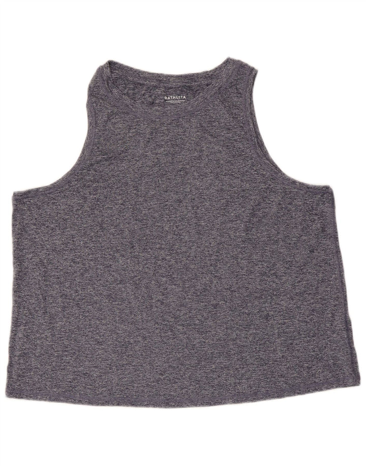 ATHLETA Top corto sin mangas para mujer UK 40 XL Poliéster moteado en azul marino