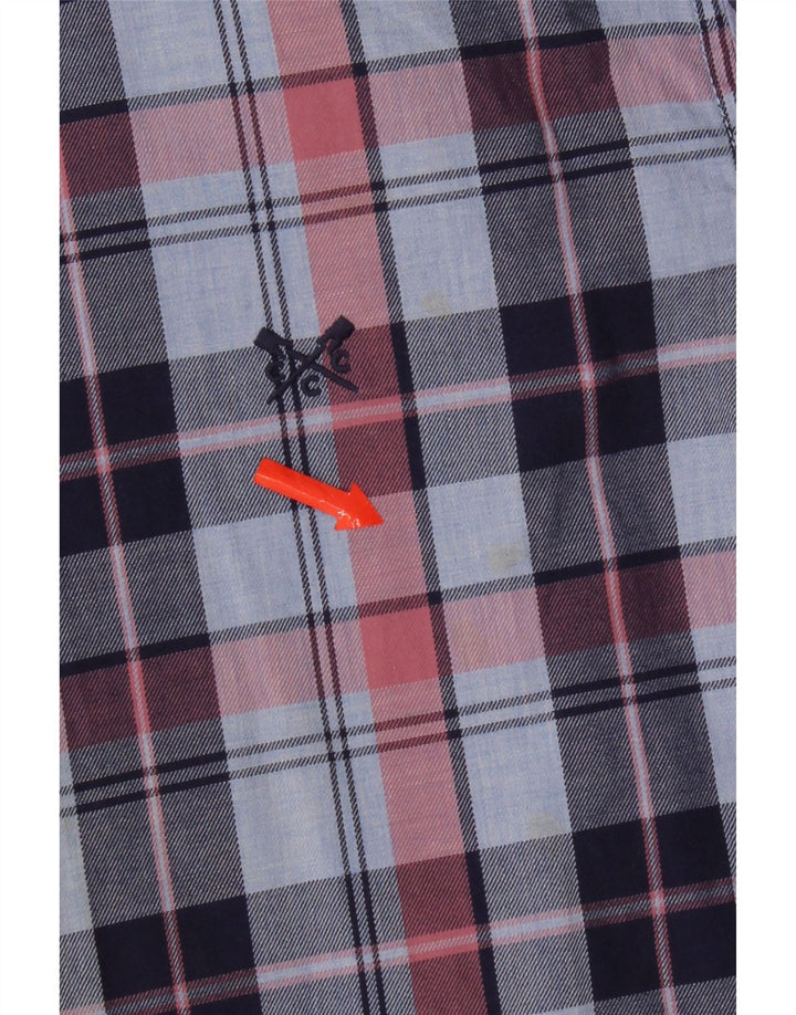 Crew Clothing Camisa de franela ajustada para hombre Algodón a cuadros azul medio