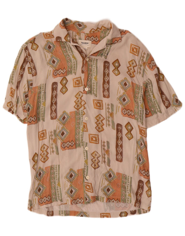 Camisa Pull & Bear Hombre Manga Corta XS Beige Geométrico