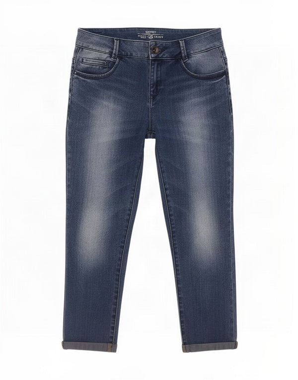 Esprit Vaqueros Pitillo Capri De Tiro Medio Para Mujer W30 L22 Algodón Azul