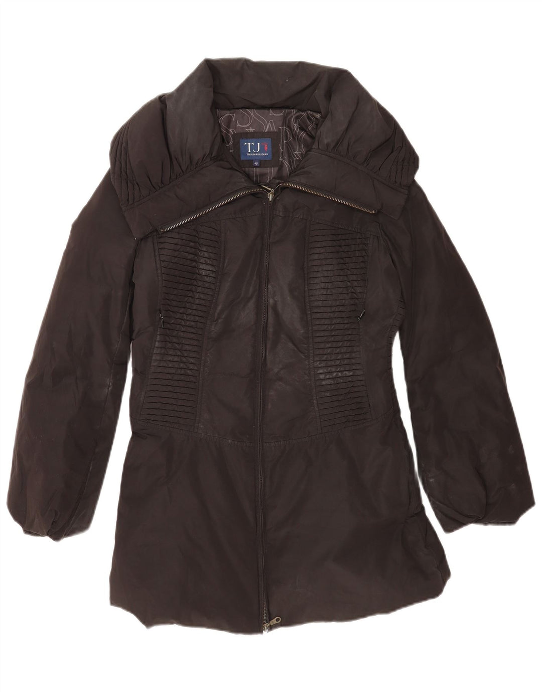 Abrigo Mujer Trussardi Jeans Acolchado IT 40 Small Negro Poliéster