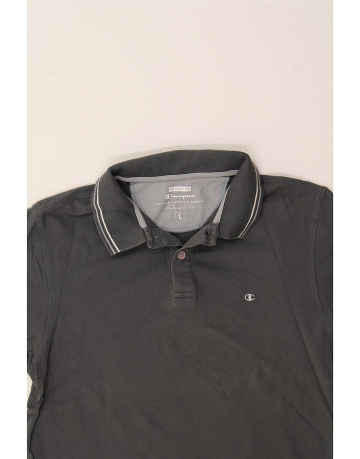 CHAMPION Mens Polo Shirt Large Grey Cotton Vintage Champion and Second-Hand Champion from Messina Hembry 