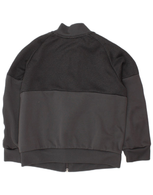 ADIDAS Boys Graphic Tracksuit Top Jacket 6-7 Years Grey Polyester
