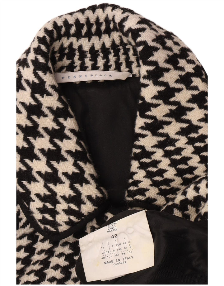 Penny Black Abrigo extragrande para mujer UK 10 Small Black Houndstooth Wool