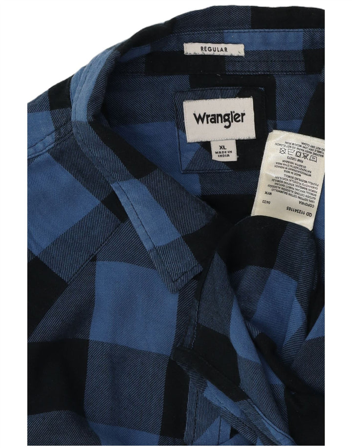Wrangler Camisa de franela de ajuste regular para hombre XL Algodón a cuadros azul