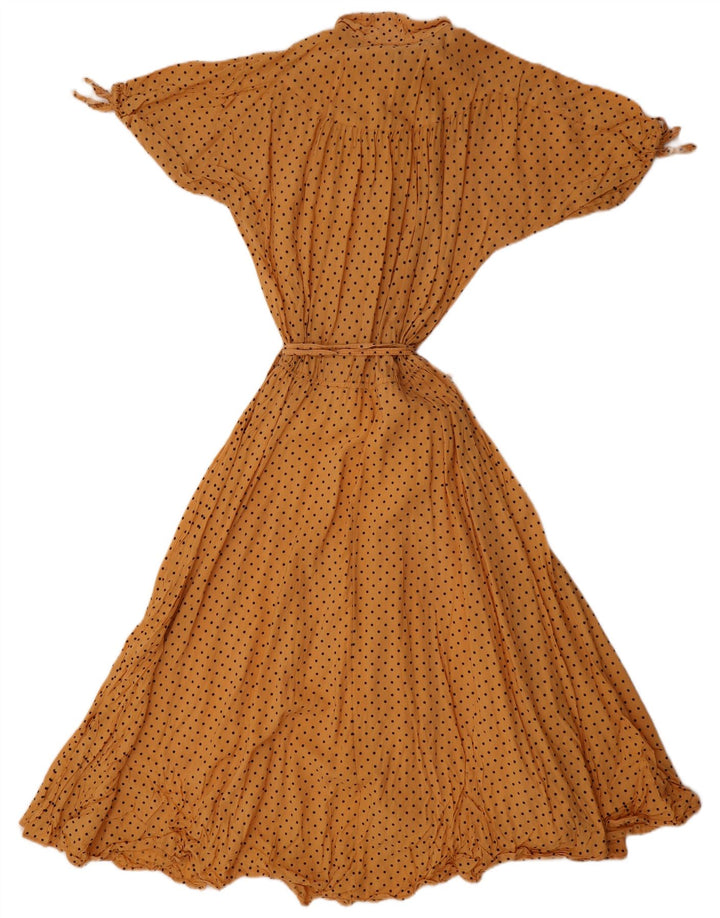 Vintage mujer Maxi vestido Reino Unido 12 amarillo medio manchado