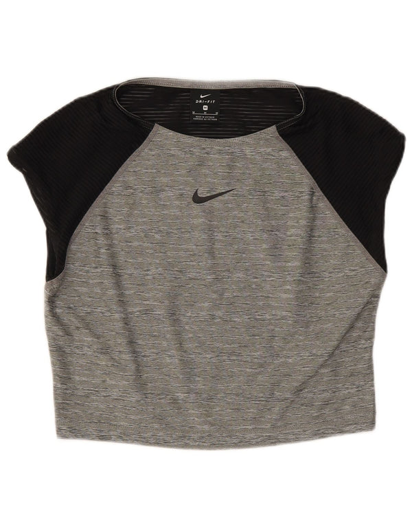 Nike Camiseta corta Dri Fit para mujer UK 40 Gris medio Colorblock