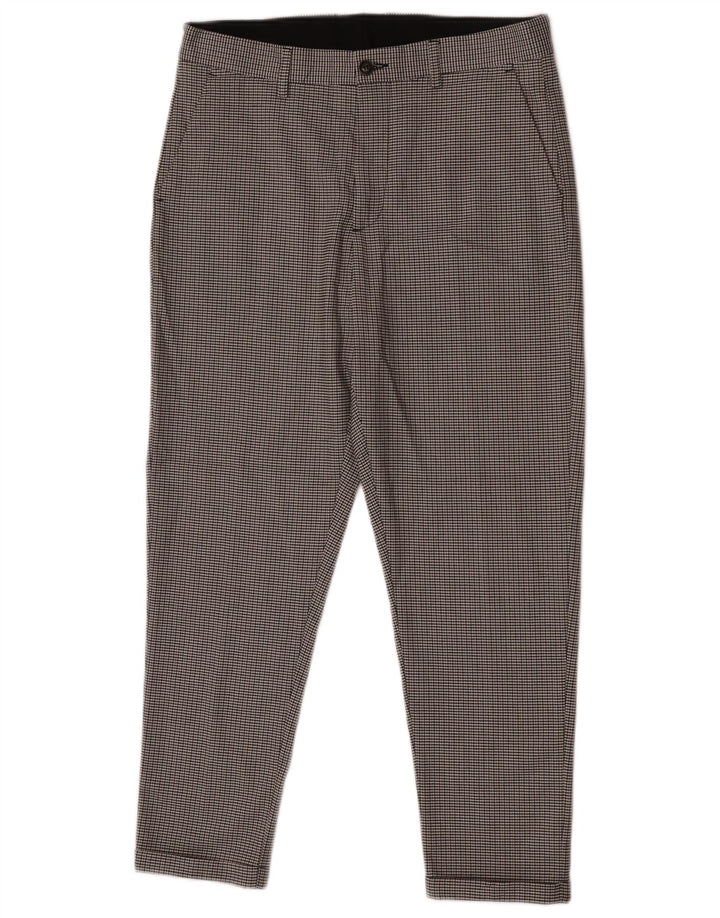 Zara Mens Slim Chino Pantalones EU 40 Medium W31 L25 Gris Pata De Gallo