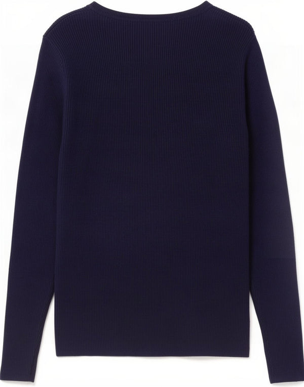 Marks & Spencer Jersey con cuello en V para mujer UK 44 Viscosa azul marino mediano