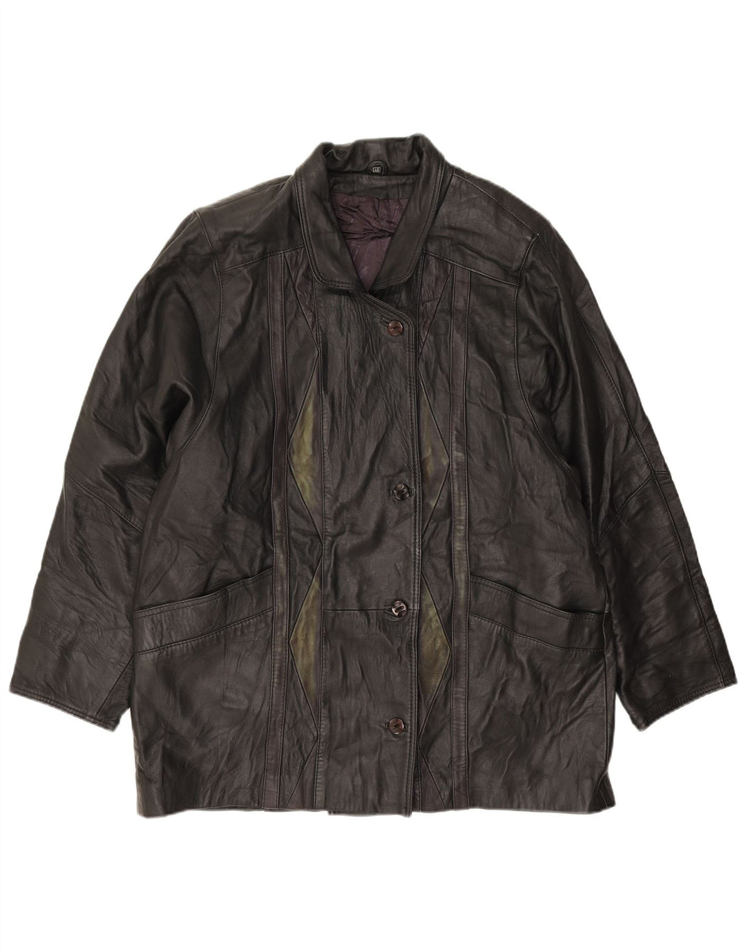 Vintage mujer suelta ajuste chaqueta de cuero EU 46 XL cuero negro
