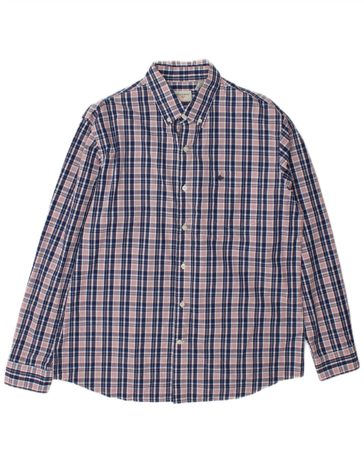 Camisa Dockers para hombre de algodón a cuadros azules grandes