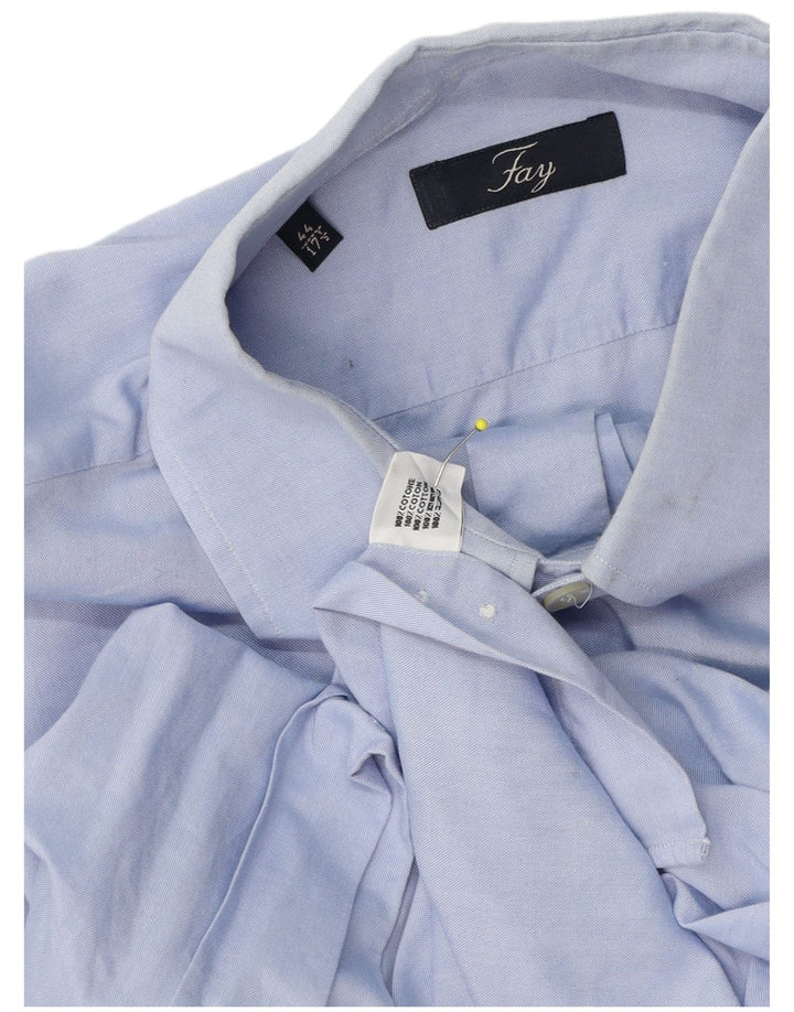 Camisa Fay Hombre Talla 44 17 1/2 XL Azul Algodón