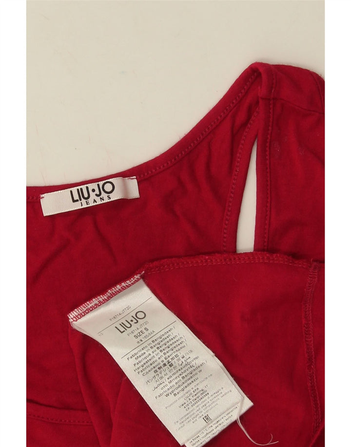 Liu Jo Mujer Gráfico Chaleco Top UK 10 Small Viscosa Roja