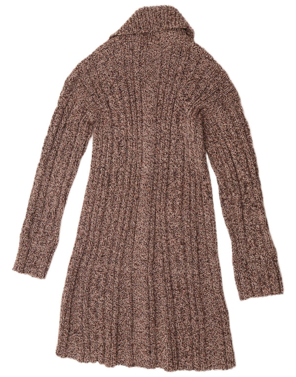 Vintage mujer longline cardigan suéter Reino Unido 14 marrón medio