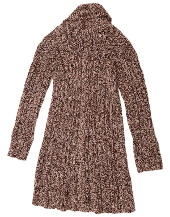 Vintage mujer longline cardigan suéter Reino Unido 14 marrón medio