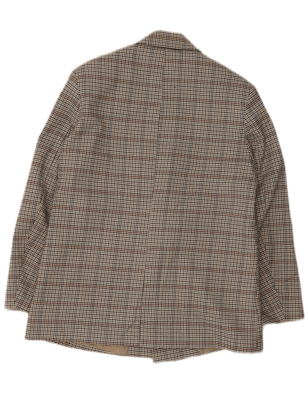 Zara Hombre Chaqueta Blazer De Doble Botonadura UK 38 Poliéster A Cuadros Gris Medio