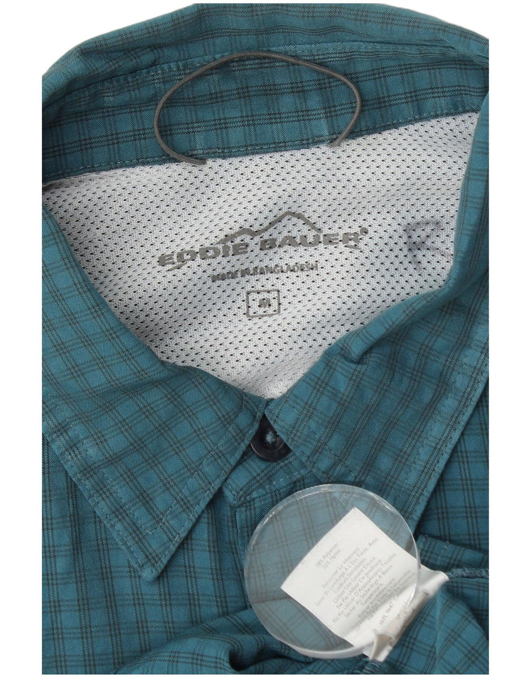 EDDIE BAUER Camisa de manga corta para hombre Poliéster a cuadros azul medio