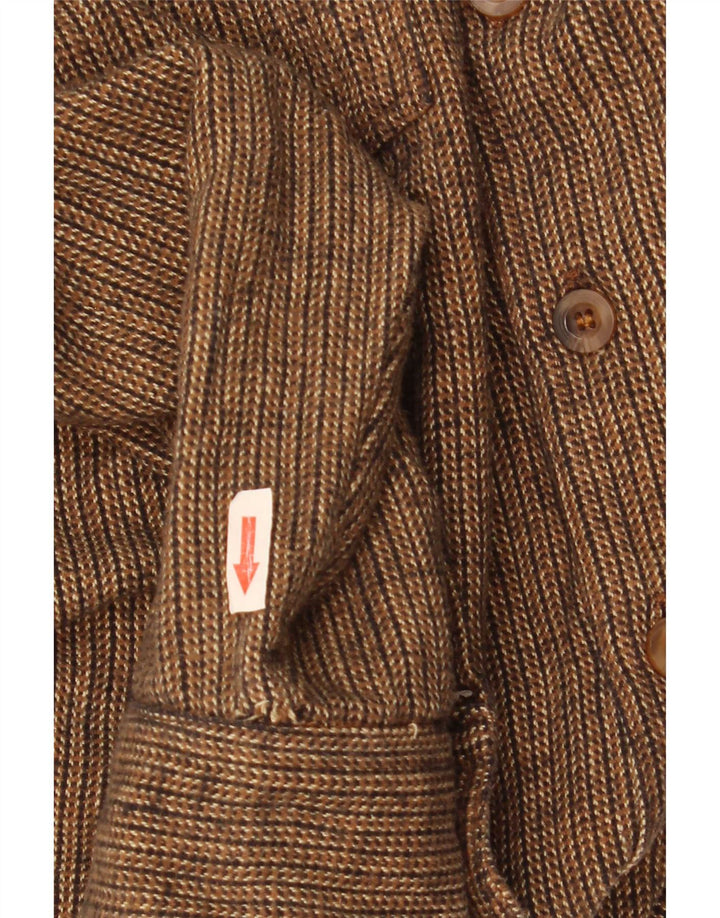 Chaser Camisa de franela para hombre Talla 16 Algodón a rayas marrón grande