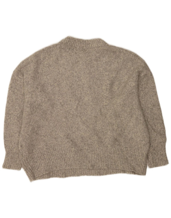 Zara Jersey extragrande con cuello redondo para mujer, talla 44, color gris medio moteado