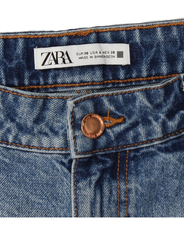 ZARA Womens Denim Distressed Hot Pants EU 38 Small W30 Blue Cotton Vintage Zara and Second-Hand Zara from Messina Hembry 