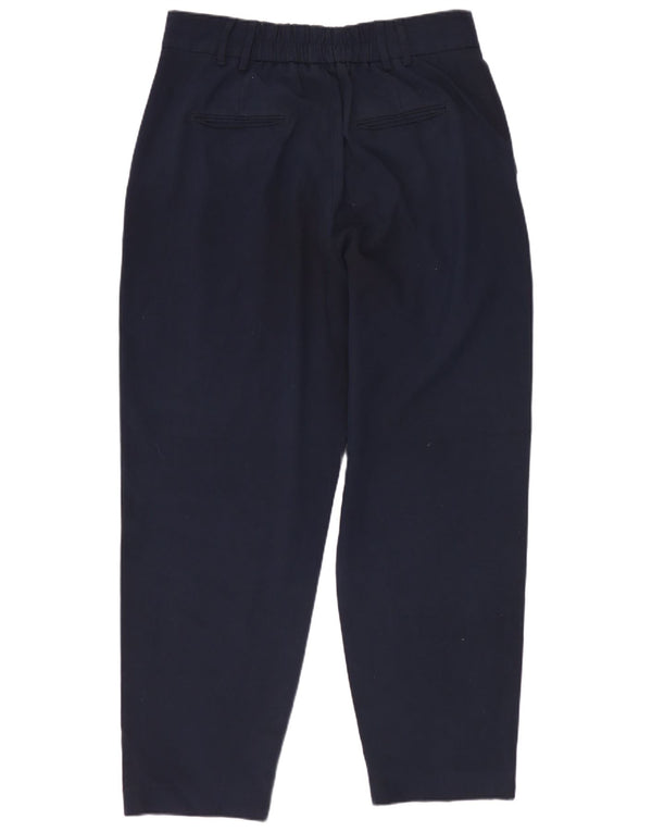 Zara Pantalón chino con cintura alta y pinzas para mujer EU 40 Medium W30 L26 Azul marino