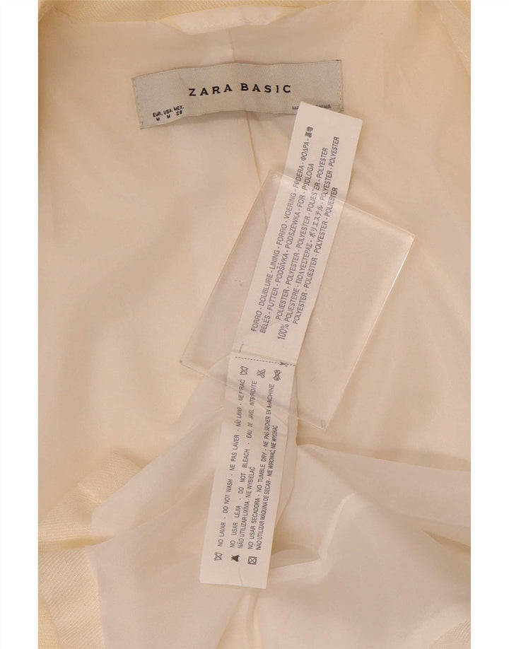 Zara Chaqueta Blazer De 1 Botón Para Mujer UK 42 Poliéster Blanco Mediano
