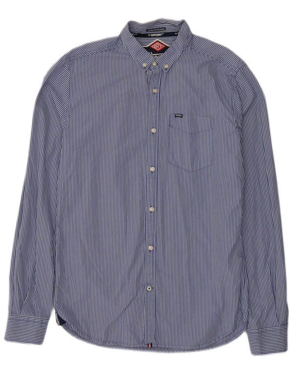 Camisa Superdry Hombre De Algodón A Rayas Azul Medio