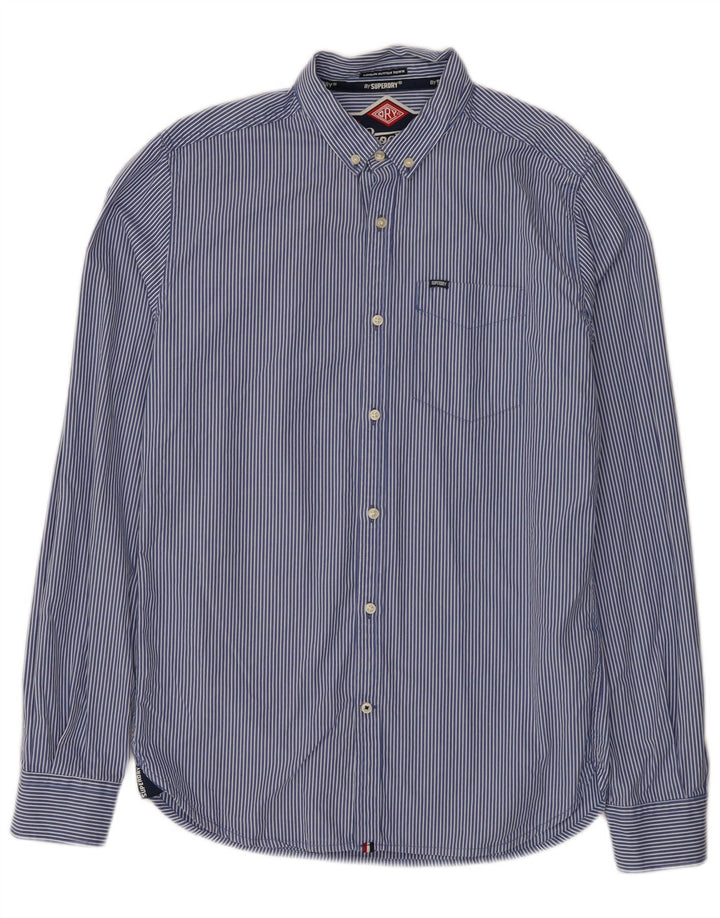 Camisa Superdry Hombre De Algodón A Rayas Azul Medio