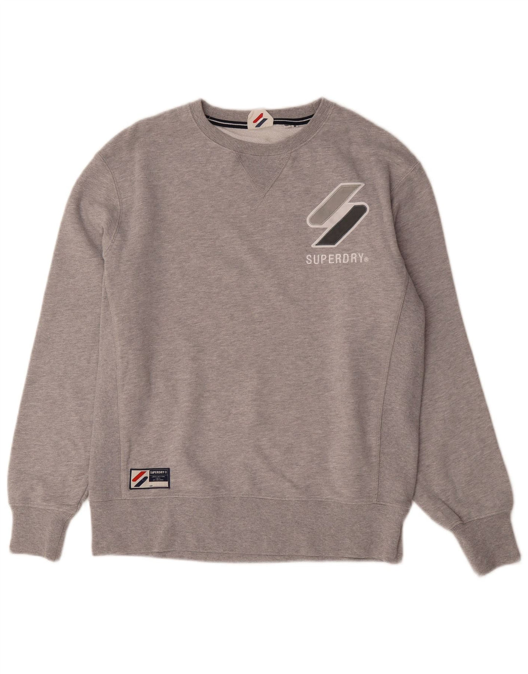 Superdry Hombre Sudadera Gráfica Jersey De Algodón Moteado Gris Medio