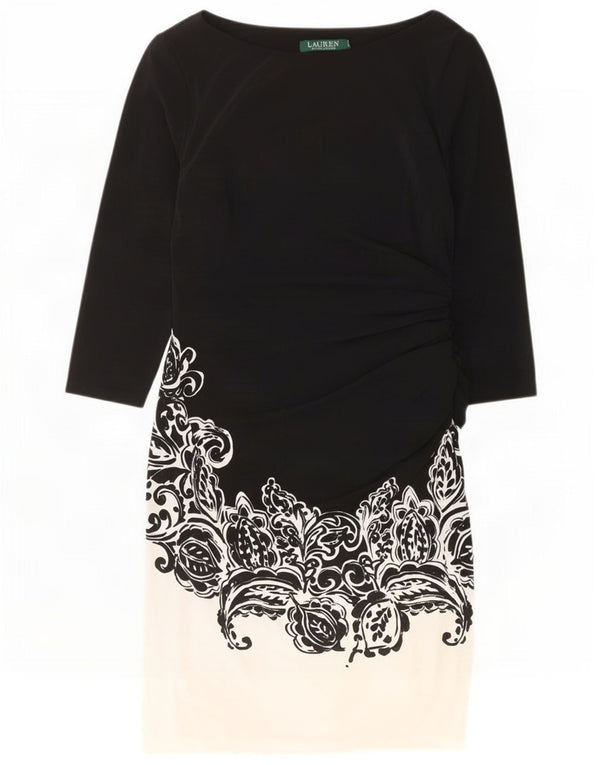 Ralph Lauren Vestido tubo de manga 3/4 para mujer UK 12 Medium Black Paisley
