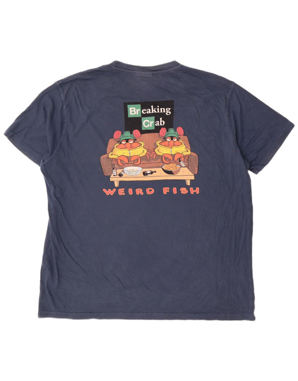 Weird Fish Camiseta gráfica para hombre Top 2XL Algodón azul marino