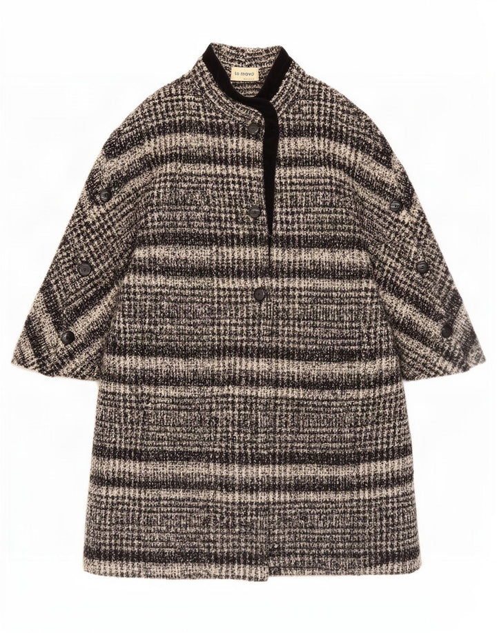 Vintage mujer overcoat abrigo Reino Unido 16 grande gris rayas