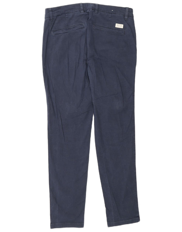 Zara Mens Slim Chino Pantalones EU 42 Large W32 L29 Azul Marino Algodón