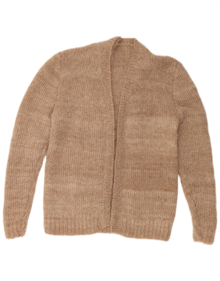 VINTAGE Mujer Open Cardigan Suéter Reino Unido 14 Grande Beige