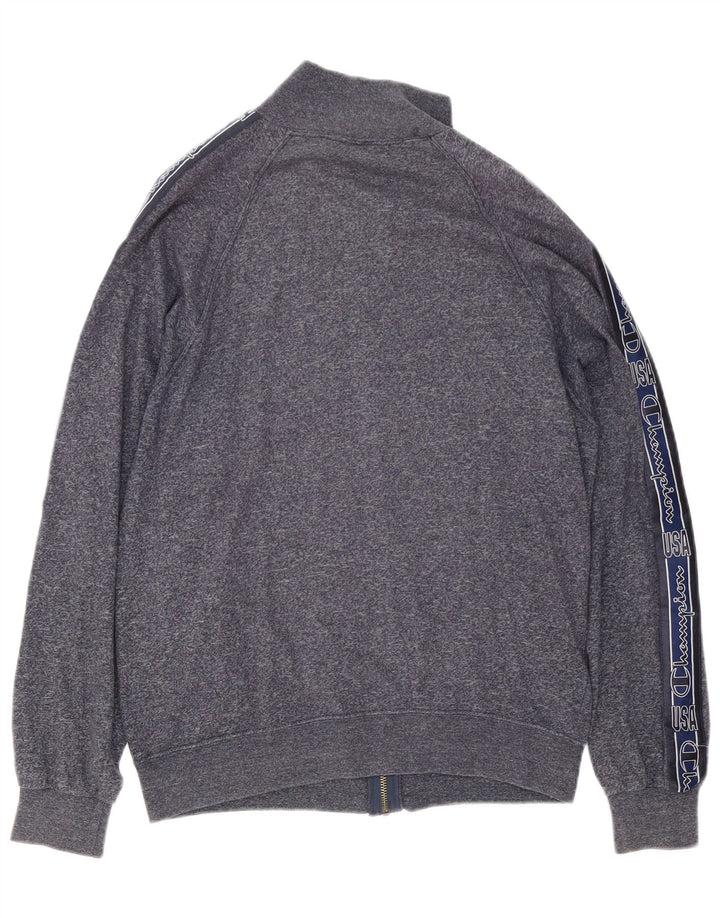 Champion Chaqueta de chándal con gráfico para hombre, talla grande, algodón moteado en azul marino