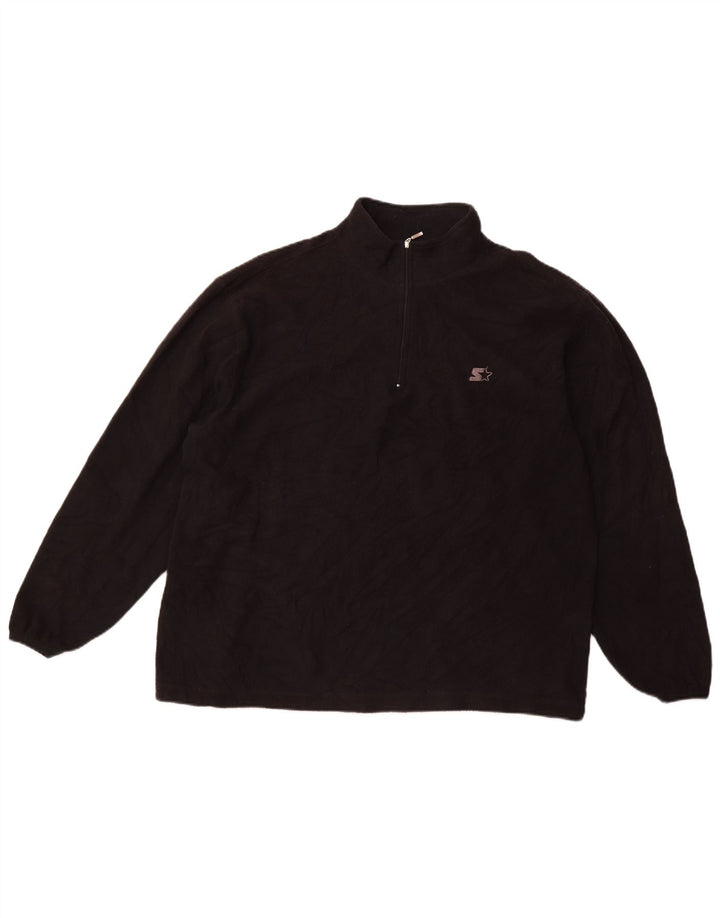 STARTER Jersey de forro polar con cremallera y cuello para hombre, talla grande, poliéster negro, deportivo
