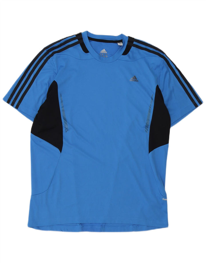Adidas Hombre Climacool Camiseta Top Grande Azul Colorblock Poliéster