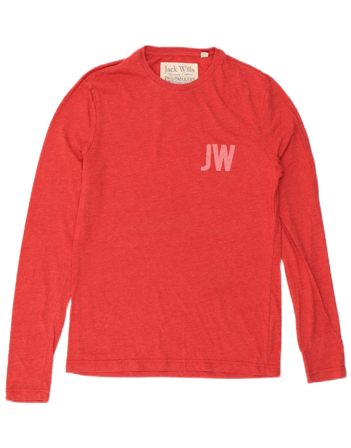 JACK WILLS Top gráfico para hombre de manga larga de algodón rojo pequeño