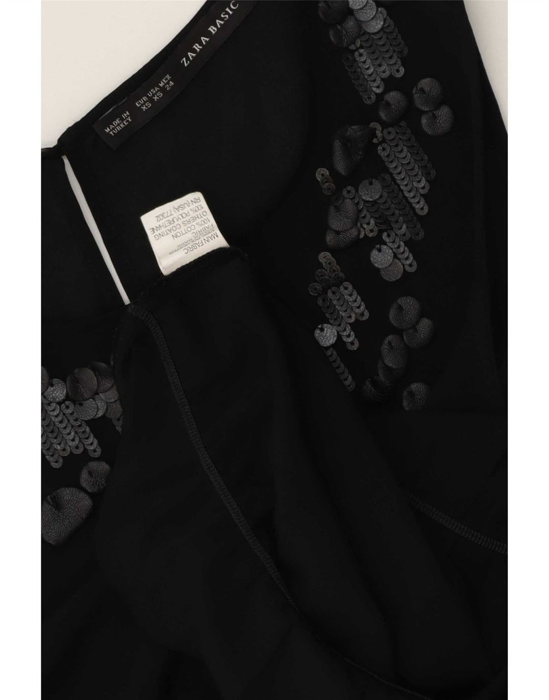 Zara Mujer Blusa Sin Mangas Top UK 6 XS Poliéster Negro